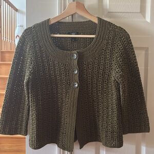 Vintage Talbots Crochet Cream Sweater EUC